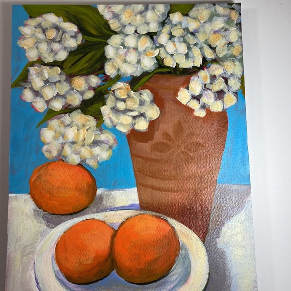 Original Acrylic Hand Painted Art ,of Abstract Flowers & Fruit; Kitchen Art - Picture 6 of 7